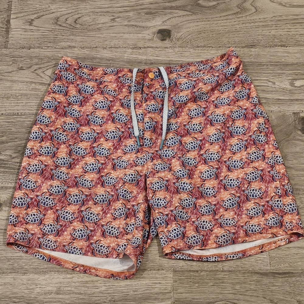 GenTeal Sandbar Performance Lined Swim Trunks - Sea Turtle Pattern - Size XL 7"